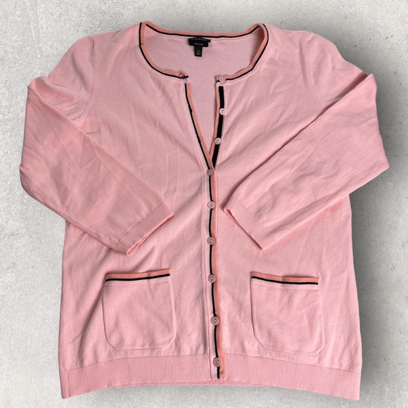 Talbots Pima Cotton Pink Button Up with Pockets Cardigan Sweater Small - Picture 1 of 7